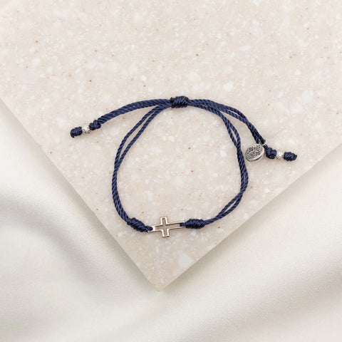 Filled by Faith Bracelet- Navy Silver