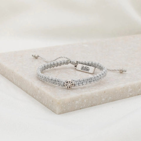 Family Virtues Wonderfully Made Purpose Bracelet - Silver Cross- Silver Metallic