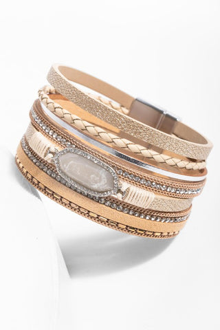 Reno Resin Stone Leather Bracelet