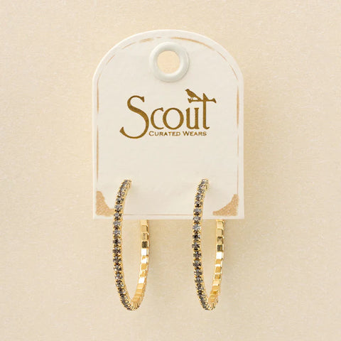 Sparkle & Shine Sm Rhinestone Hoop Earring - Greige/Gold