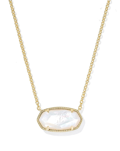 Elisa Gold Statement Short Pendant Necklace Mother of Pearl