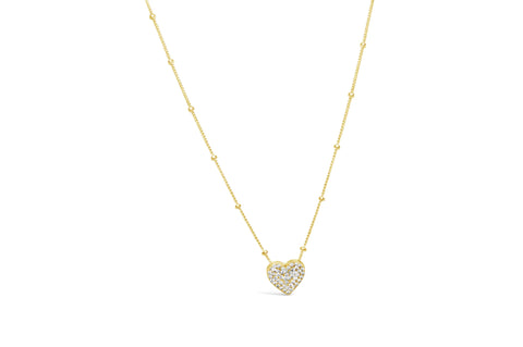 Charm & Chain Necklace Pavé Heart-Gold