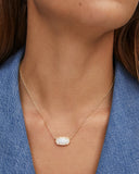 Elisa Gold Pendant Necklace in White Kyocera Opal