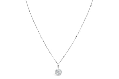 Charm & Chain Necklace Pavé Disk-Silver
