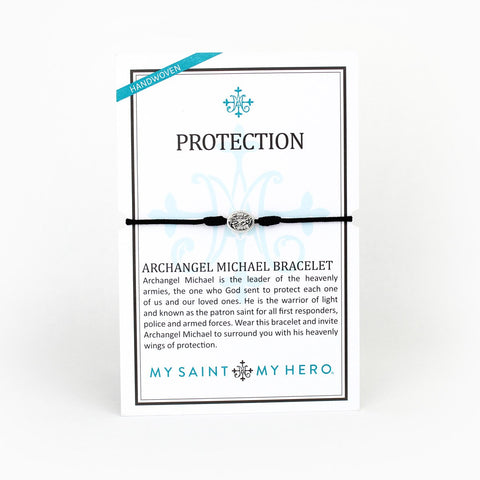 Archangel Michael Protection Bracelet - Silver/Black