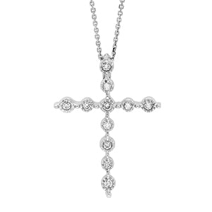 14k White Gold  Diamond Cross Necklace