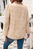Button Trim Hollow Out Blouse in Beige