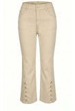 Capri Button Crop in Khaki