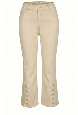 Capri Button Crop in Khaki