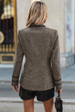 Decorative Button Stand Collar Jacket in Coffee