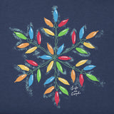 Women's Snowflake Holiday Lights Long Sleeve Crusher Tee in Darkest Blue