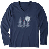 Women's Snowy Pines with Cardinals Long Sleeve Crusher V