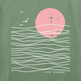 Women's Life is Good Sunset Waves Crusher Boxy Tank in Green