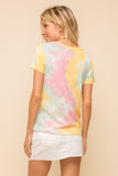 FRONT KNOTTED SHORT SLEEVE TIE DYE TOP