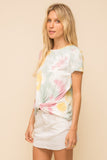 FRONT KNOTTED SHORT SLEEVE TIE DYE TOP