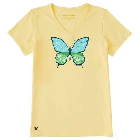 Women's Butterfly Meadow Short Sleeve Crusher-LITE Vee