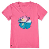 Women's Hibiscus Coastline Short Sleeve Vee