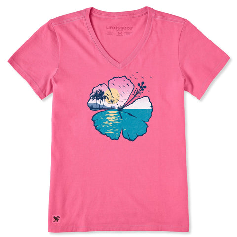 Women's Hibiscus Coastline Short Sleeve Vee
