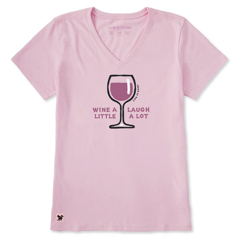 Women's Wine a Laugh Little a Lot Short Sleeve Crusher-LITE Vee
