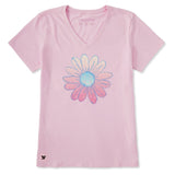 Women's Radiant Gradient Daisy Short Sleeve Crusher-LITE Vee