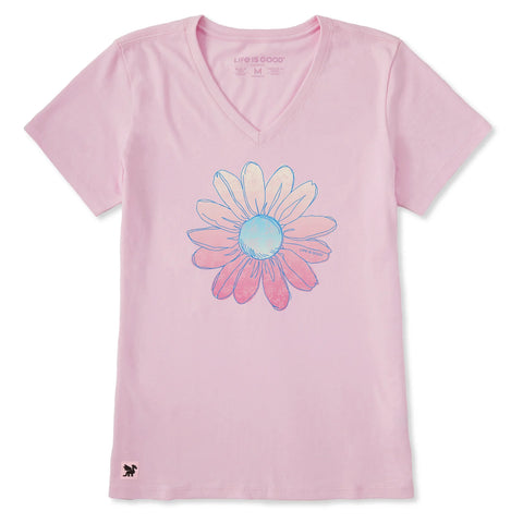 Women's Radiant Gradient Daisy Short Sleeve Crusher-LITE Vee