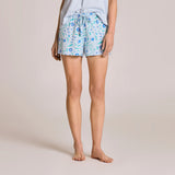 Women's Climbing Floral Pattern Lightweight Sleep Short in Blue