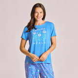 Women's Nature Heals Floral Lightweight Sleep Tee in Blue