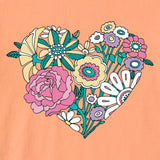 Women's Retro Flower Heart Short Sleeve Crusher V