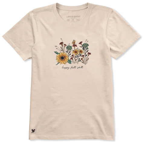 Women's Happy Fall Wildflowers Short Sleeve Crusher Tee