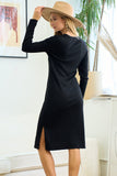FITTED KNIT DRESS-BLACK