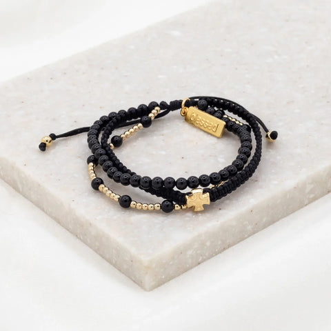 Be Still Prayer Bracelet Black/Gold