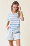 SHORT SLEEVE STRIPED KNIT TOP