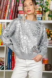 Long Sleeve Foil Animal Printed Sweater