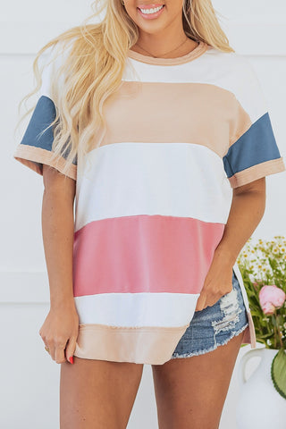 Colorblock Patchwork Side Split Oversized Tunic