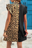 Leopard Patchwork Ruffled Shift Dress