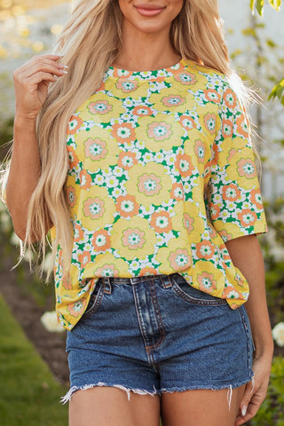 Floral Drop Shoulder Summer T-shirt