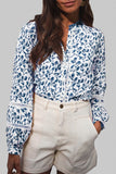 Printed Lace Detail Floral Puff Sleeve Shirt