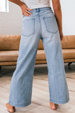 Multi Buttons Pinstripe Wide Leg Jeans