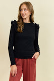 Ruffle Shoulder Long Sleeve Top