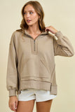 Reverse Fabric Detail Hooded Sweatshirt in Sand