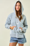 Reverse Fabric Detail Hoodie Sweatshirt in Heather Grey