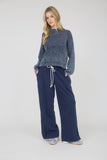 Washed Mock Neck Long Sleeve Knit Pullover Sweater