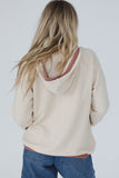 Contrast Trim Knit Patchwork Exposed Seam Hoodie
