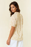 Dot Print Short Sleeve Blouse in Mustard