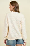 Quilted Jersey Button Front Sweatshirt in Vanilla