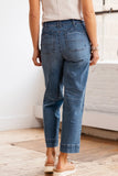 Exposed Stitching Wide Leg Straight Jeans