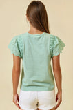 Ruffled Eyelet Short Sleeve Top in Sage