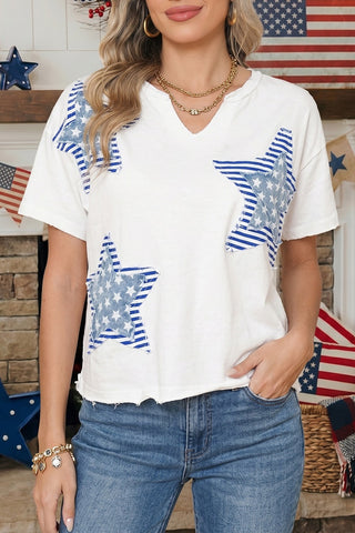 Patriot Star Patched Mineral Washed Tee in White