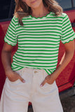Stripe Scalloped Trim T Shirt
