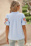 Casual Striped Embroidery Stripe Shirt
